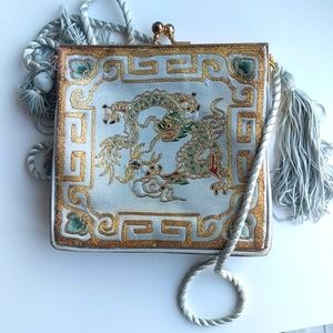 Vintage East Asia Dragon/Satin Purse with Tassels